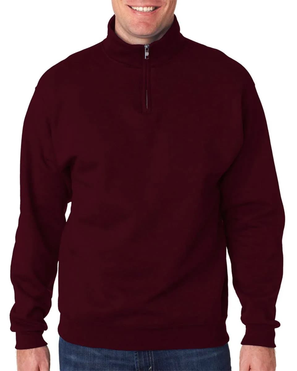 Jerzees NuBlend 1/4-Zip Cadet Collar Sweatshirt Maroon Medium | Warm & Durable Fleece for Indian Winters — Maroon