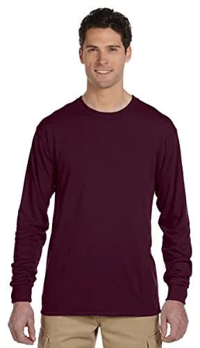 Jerzees Dri-Power Performance Long Sleeve T-Shirt White Medium | Moisture-Wicking Polyester thumbnail 2