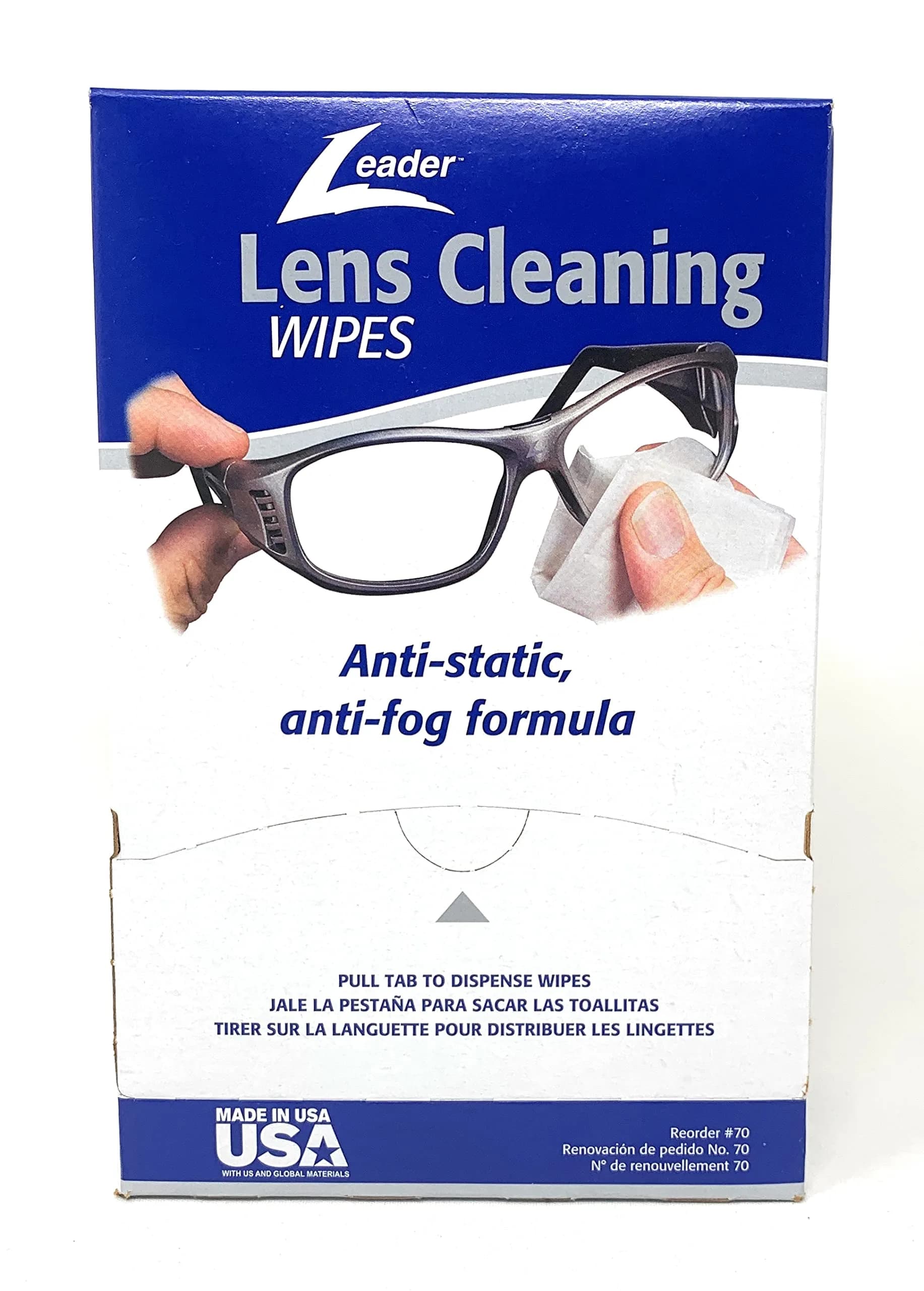 Leader Lens Cleaning Towelette Dispenser 100 Count | Anti-Fog & Static Formula for Clear Vision