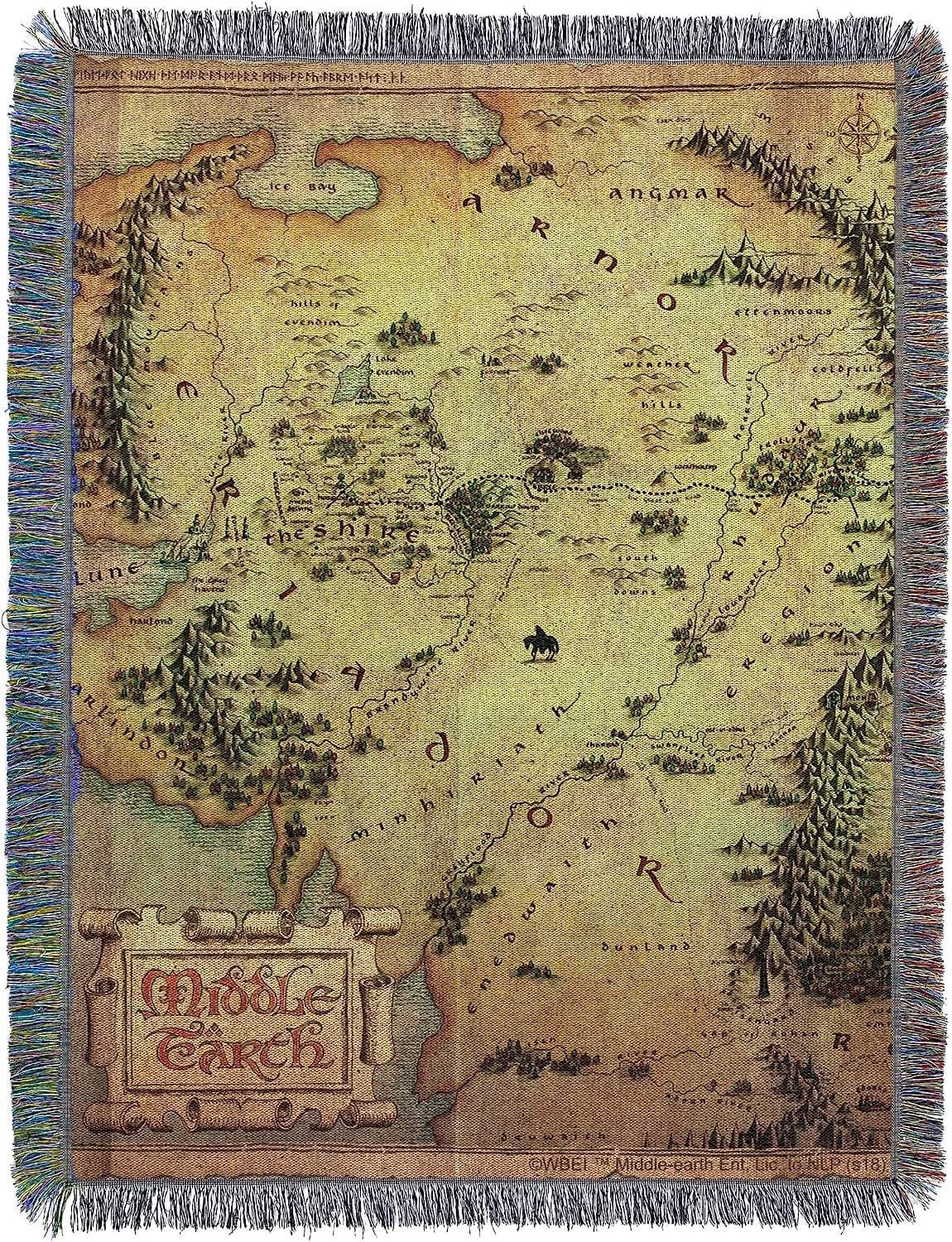 Northwest Lord of the Rings The Hobbit Middle Earth Woven Tapestry Throw Blanket, Soft and Durable, 48 x 60 Inch — Middle Earth