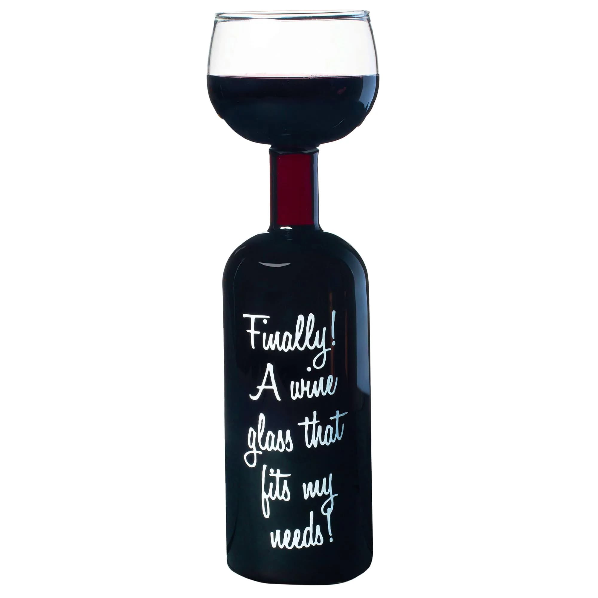 BigMouth Inc Ultimate Wine Bottle Glass | Holds Full 750ml Bottle | Fun Gift for Wine Lovers — Modern