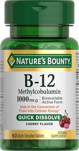 Nature's Bounty Vitamin B12 Microlozenge 1000mcg Cherry | Supports Heart Health & Energy Metabolism (60 Count) thumbnail 1