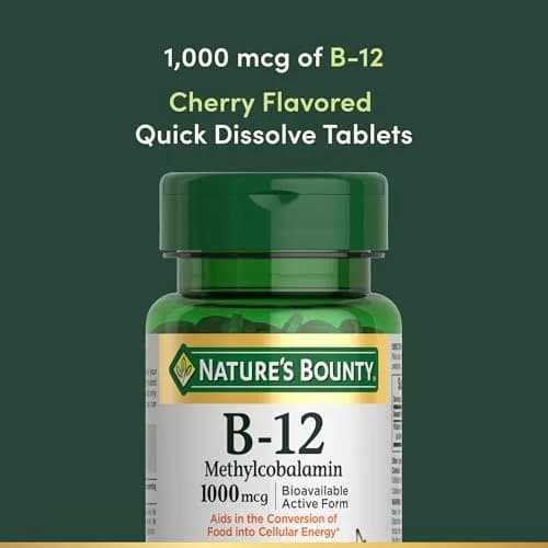 Nature's Bounty Vitamin B12 Microlozenge 1000mcg Cherry | Supports Heart Health & Energy Metabolism (60 Count) thumbnail 3