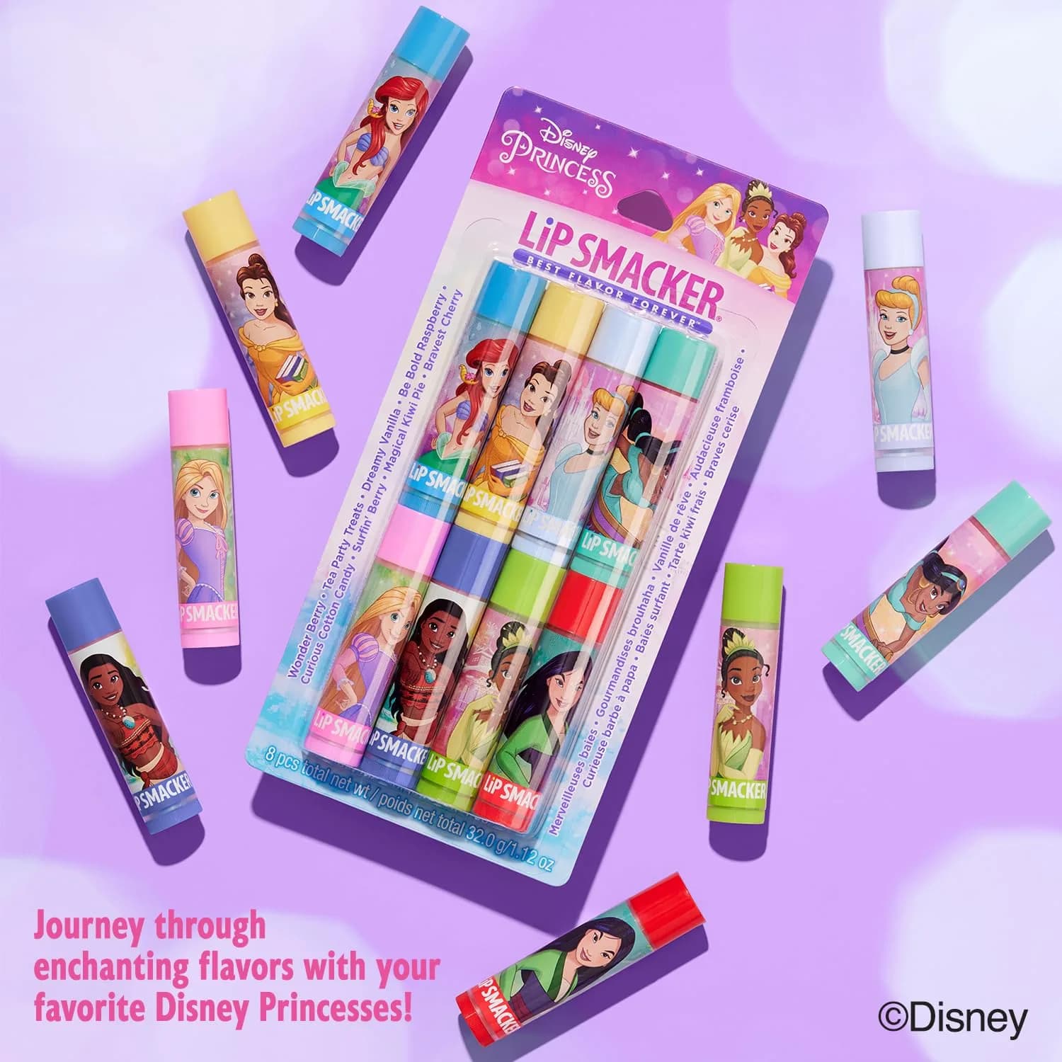 Lip Smacker Disney Princess Flavored Lip Balm Party Pack 8 Count | Moisturizing, Smoothing, Soft Shine - view 3