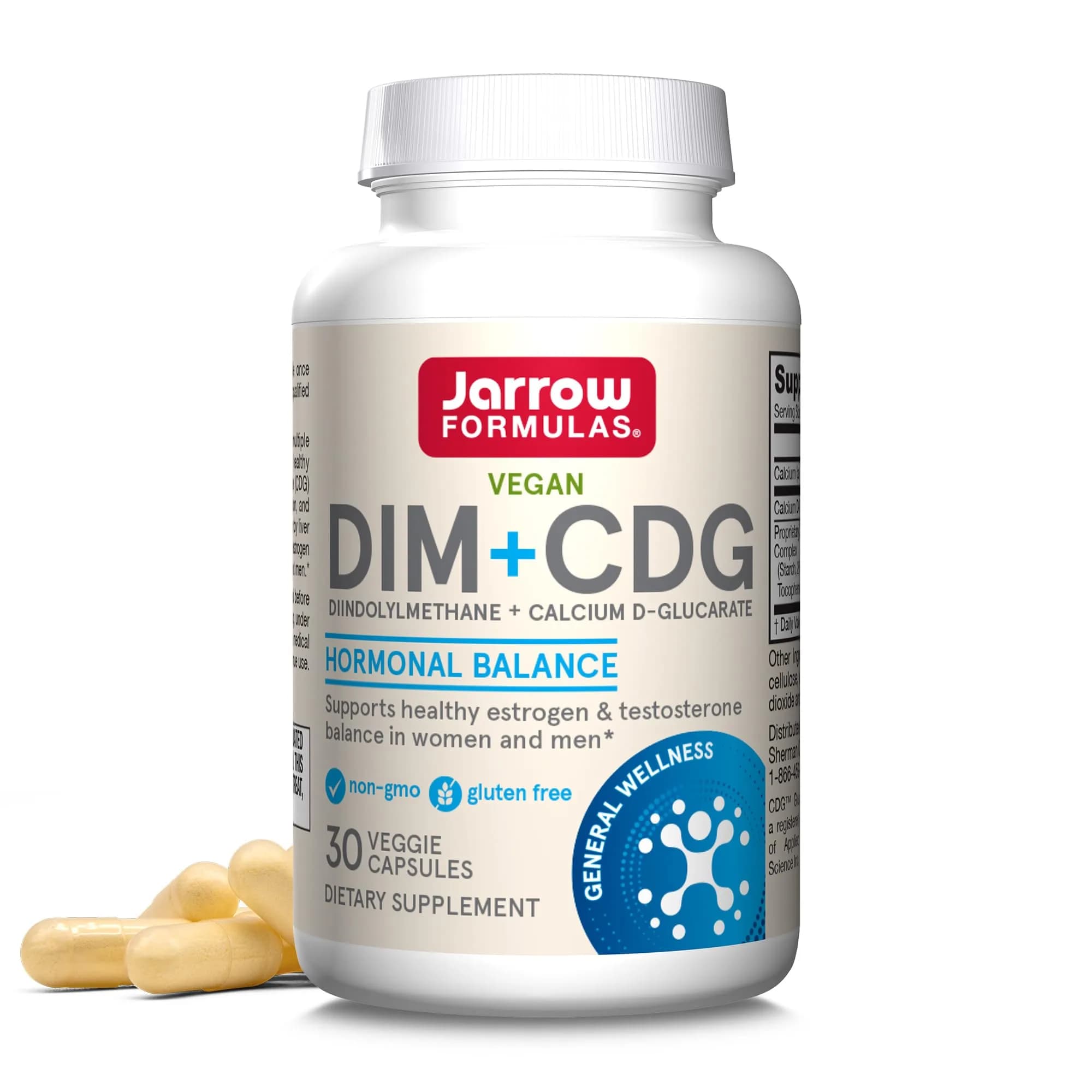 Jarrow DIM Plus, DIM Supplement Hormone Balance, 30 Count | Supports Hormonal Detox & Balance — White