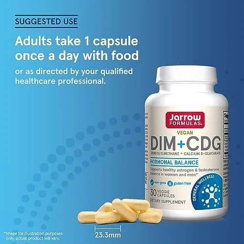 Jarrow DIM Plus, DIM Supplement Hormone Balance, 30 Count | Supports Hormonal Detox & Balance thumbnail 7