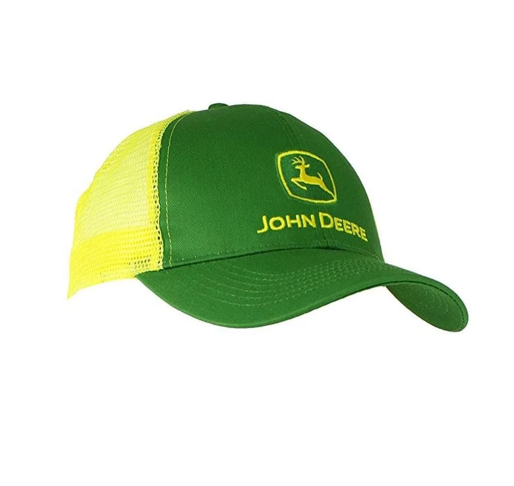 John Deere Embroidered Logo Mesh Back Baseball Hat - One-Size - Men's - Yellow | Classic structured cap with adjustable fit — Yellow