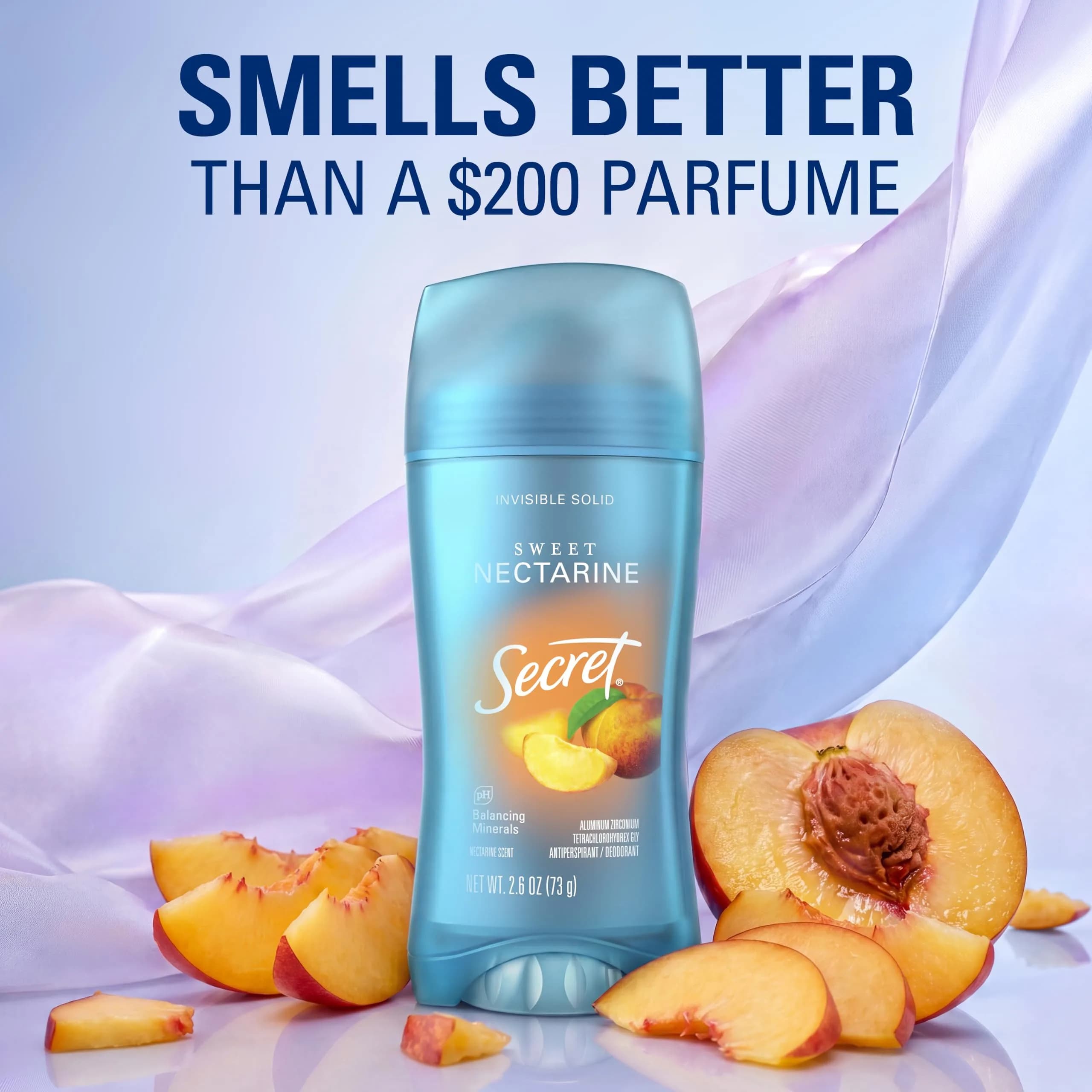 Secret Fresh Invisible Solid Antiperspirant Deodorant for Women, Sweet Nectarine Scent, 75g (2.6 oz) | 72-Hour Breathable Odor Protection - view 5