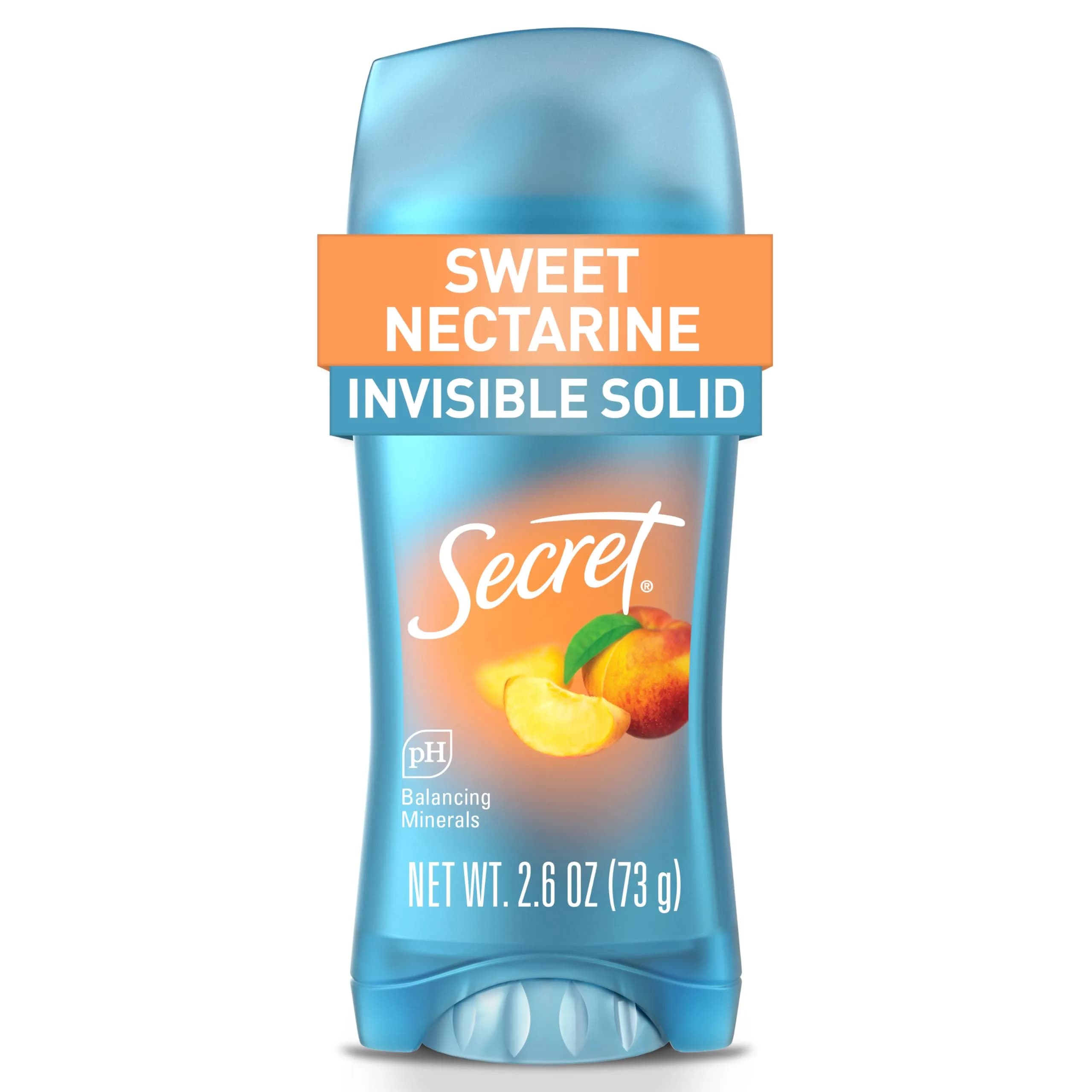 Secret Fresh Invisible Solid Antiperspirant Deodorant for Women, Sweet Nectarine Scent, 75g (2.6 oz) | 72-Hour Breathable Odor Protection - main product image