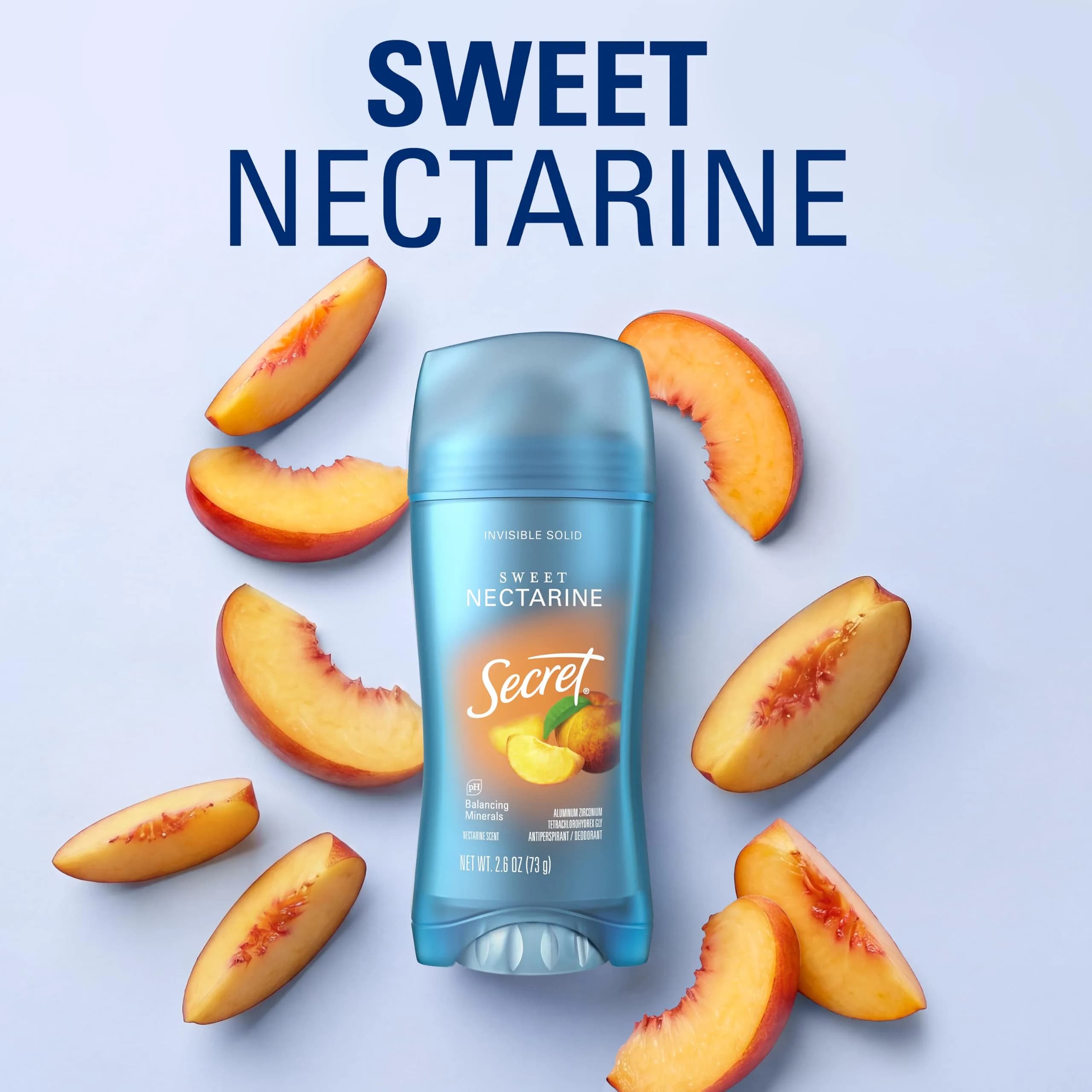 Secret Fresh Invisible Solid Antiperspirant Deodorant for Women, Sweet Nectarine Scent, 75g (2.6 oz) | 72-Hour Breathable Odor Protection - view 8