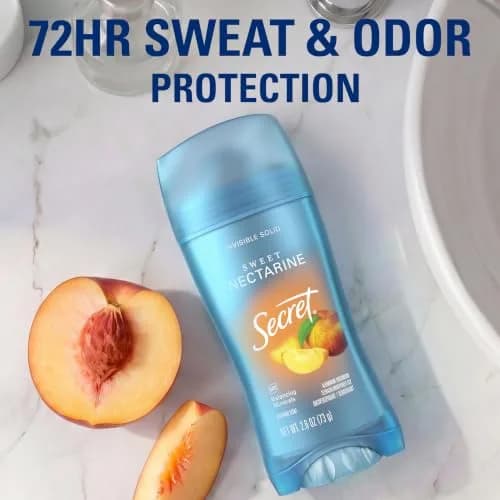 Secret Fresh Invisible Solid Antiperspirant Deodorant for Women, Sweet Nectarine Scent, 75g (2.6 oz) | 72-Hour Breathable Odor Protection thumbnail 3