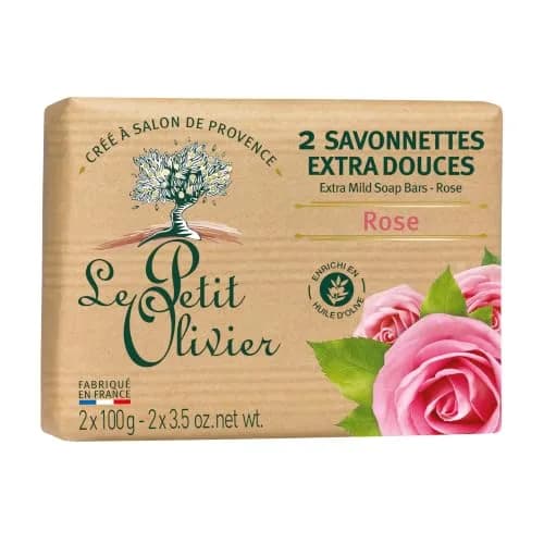 Le Petit Olivier Extra Mild Rose Soap Bars 2 x 3.5 oz | Enriched with Olive Oil & Natural Extracts thumbnail 1