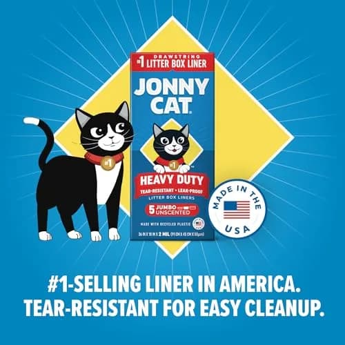 Jonny Cat Heavy Duty Jumbo Litter Box Liners 5 Count (36in x 18in) | Tear & Leak Resistant Drawstring Bags thumbnail 4