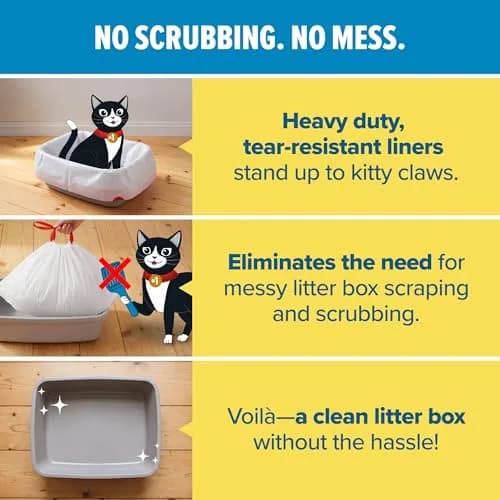 Jonny Cat Heavy Duty Jumbo Litter Box Liners 5 Count (36in x 18in) | Tear & Leak Resistant Drawstring Bags thumbnail 5