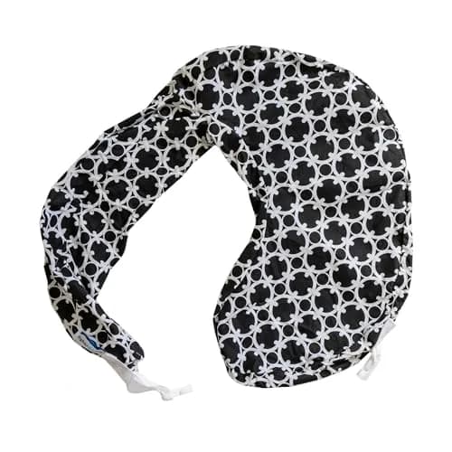 My Brest Friend Original Nursing Pillow Cover - Black and White Marina | Fits Original, Deluxe, Travel Pillows thumbnail 1