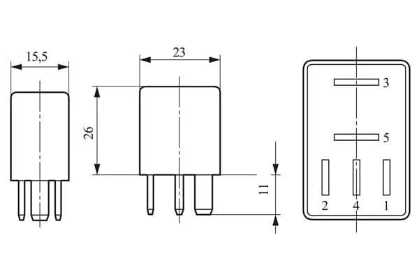 Bosch 0332201107 Change Over Micro Relay - 5 Pins, 12V, 30/10A, 10g (0.35oz) | Reliable Switching for Automotive and Industrial Use thumbnail 2
