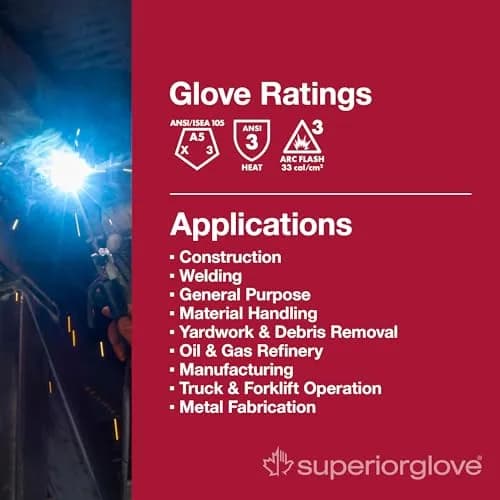 Superior Glove Endura Pro Cut Resistant Leather Safety Work Gloves for Men & Women with Heat and Arc Flash Protection – Large thumbnail 4