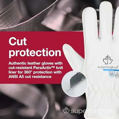 Superior Glove Endura Pro Cut Resistant Leather Safety Work Gloves for Men & Women with Heat and Arc Flash Protection – Large thumbnail 2