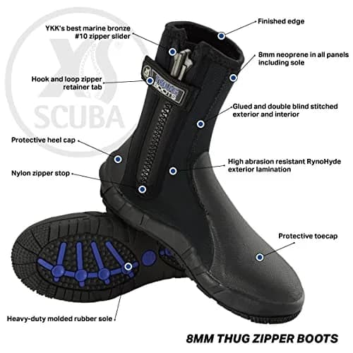 XS Scuba 8 mm Thug Boots Size 10 | Heavy Neoprene Diving Boots for Water Sports thumbnail 8