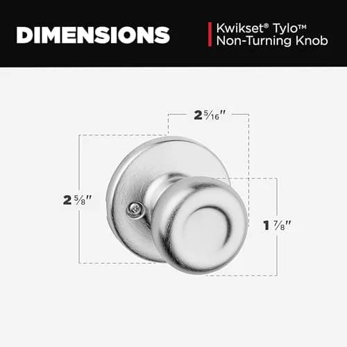 Kwikset Tylo Dummy Door Knob Satin Chrome | Classic Non-Turning Interior Handle thumbnail 6