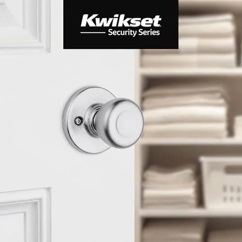Kwikset Tylo Dummy Door Knob Satin Chrome | Classic Non-Turning Interior Handle thumbnail 2