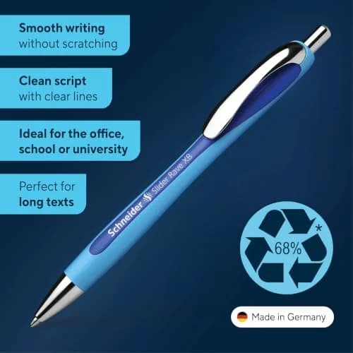 Schneider Slider Rave XB Ballpoint Pens, 1.4mm Extra Broad, Blue Ink, 5-Pack | Smooth Writing Instrument for Office & Students thumbnail 2