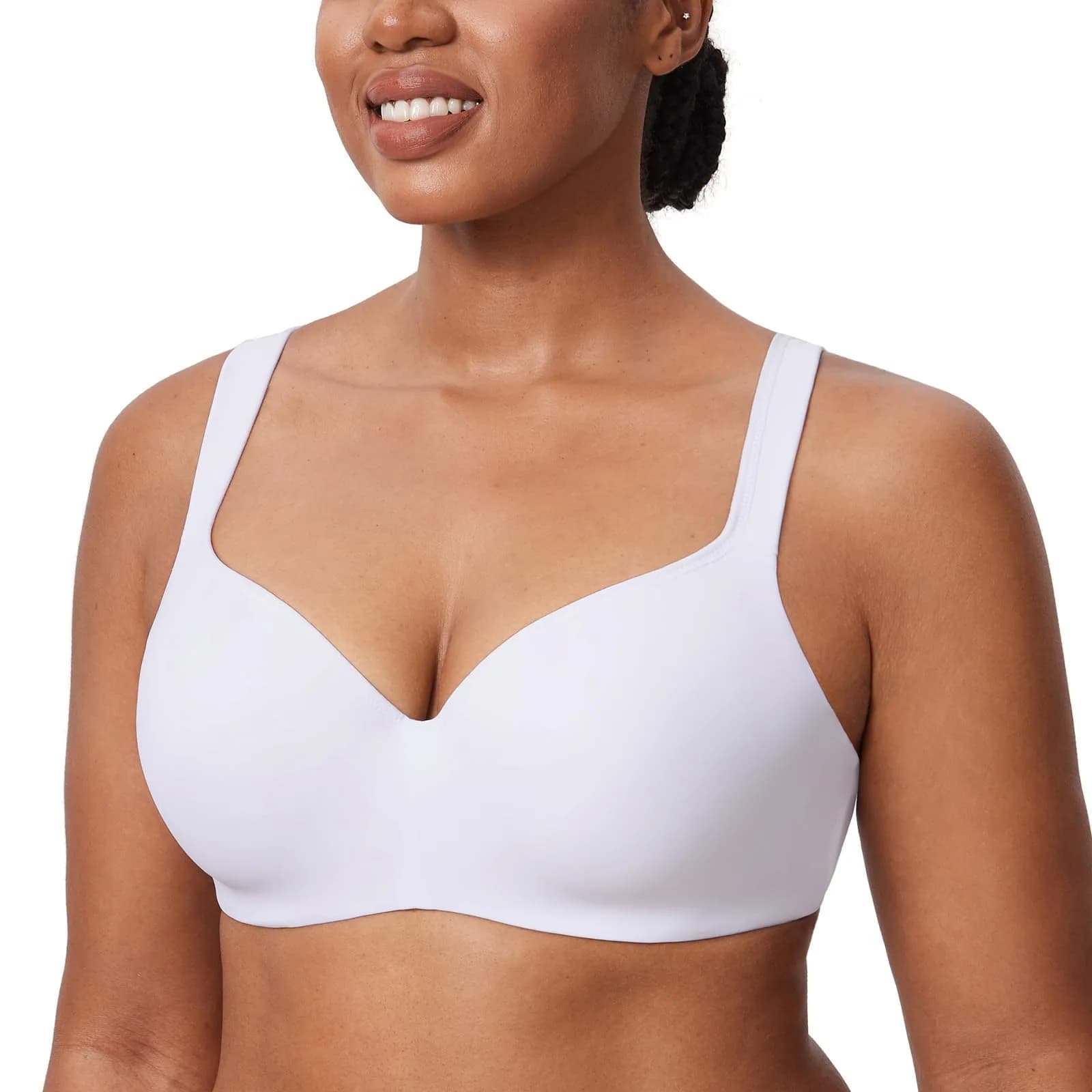 DELIMIRA Women's Balconette Full Coverage Bras White 40C | Supportive, Seamless, Support for Large Busts — White