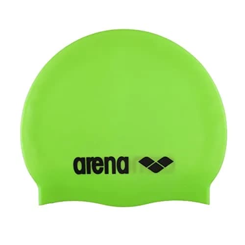 Arena Classic Unisex Silicone Swim Cap for Women and Men, Acid Lime/Silver | Hydrodynamic, Durable & Comfortable (70-120 chars) thumbnail 1