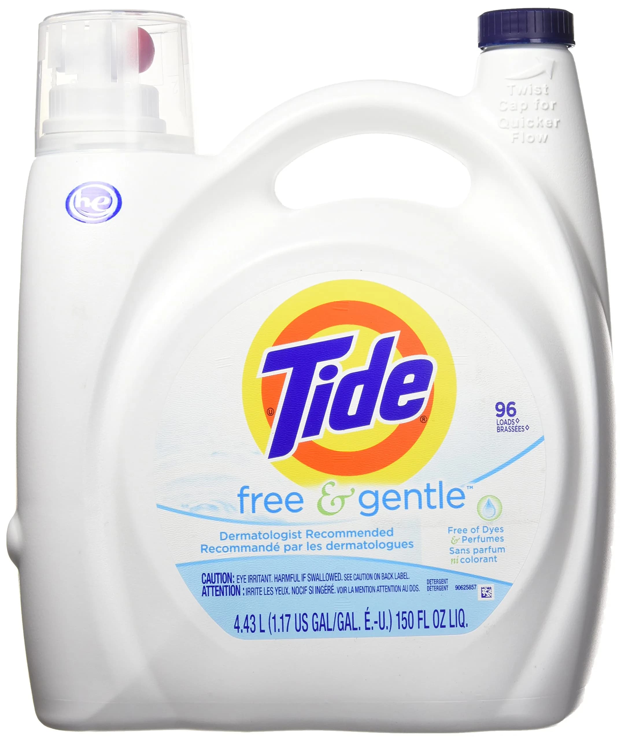 Tide HE Free & Gentle Liquid Laundry Detergent, 96 Loads | Concentrated Formula for Sensitive Skin - main product image