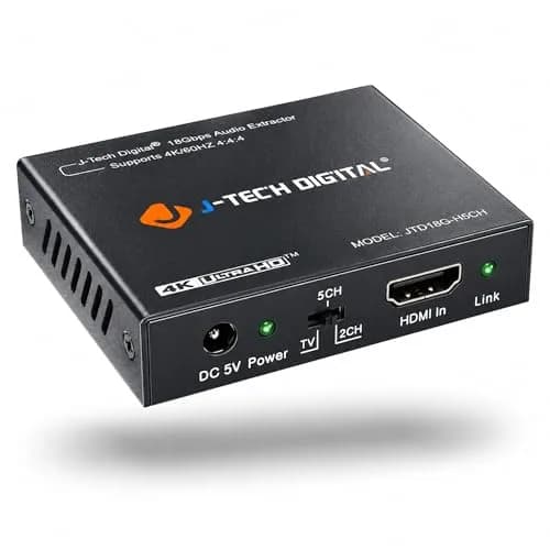 J-Tech Digital 4K@30Hz HDMI to HDMI + Audio Extractor Converter | Supports 4K, 12bit Deep Color, 3D Video, SPDIF & RCA Stereo Output thumbnail 1