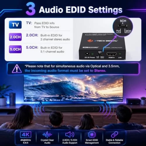 J-Tech Digital 4K@30Hz HDMI to HDMI + Audio Extractor Converter | Supports 4K, 12bit Deep Color, 3D Video, SPDIF & RCA Stereo Output thumbnail 8