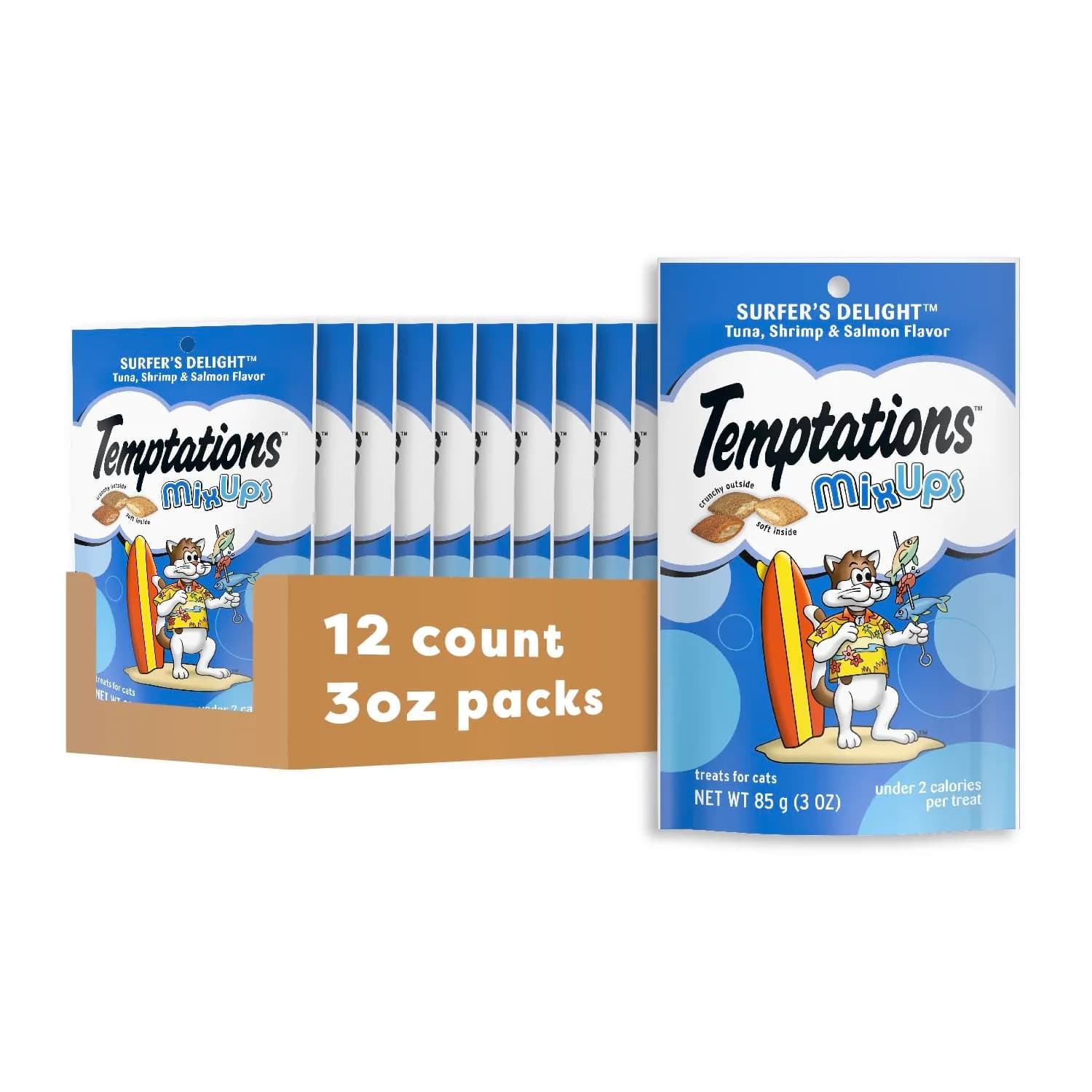 Temptations MixUps Surfer's Delight Crunchy Cat Treats, 3 oz Bag - main product image
