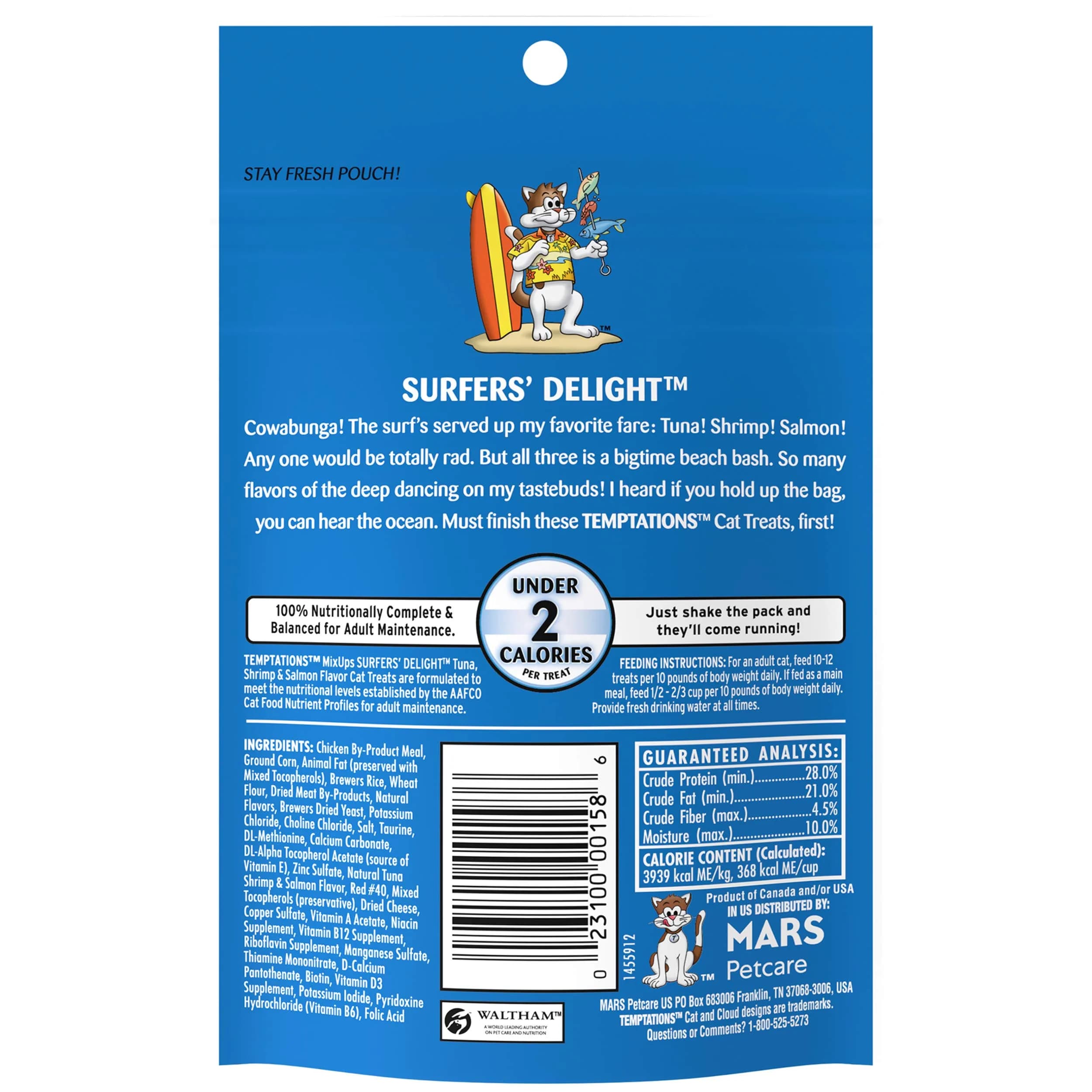 Temptations MixUps Surfer's Delight Crunchy Cat Treats, 3 oz Bag thumbnail 2
