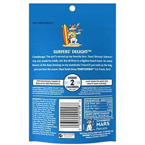 Temptations MixUps Surfer's Delight Crunchy Cat Treats, 3 oz Bag thumbnail 2