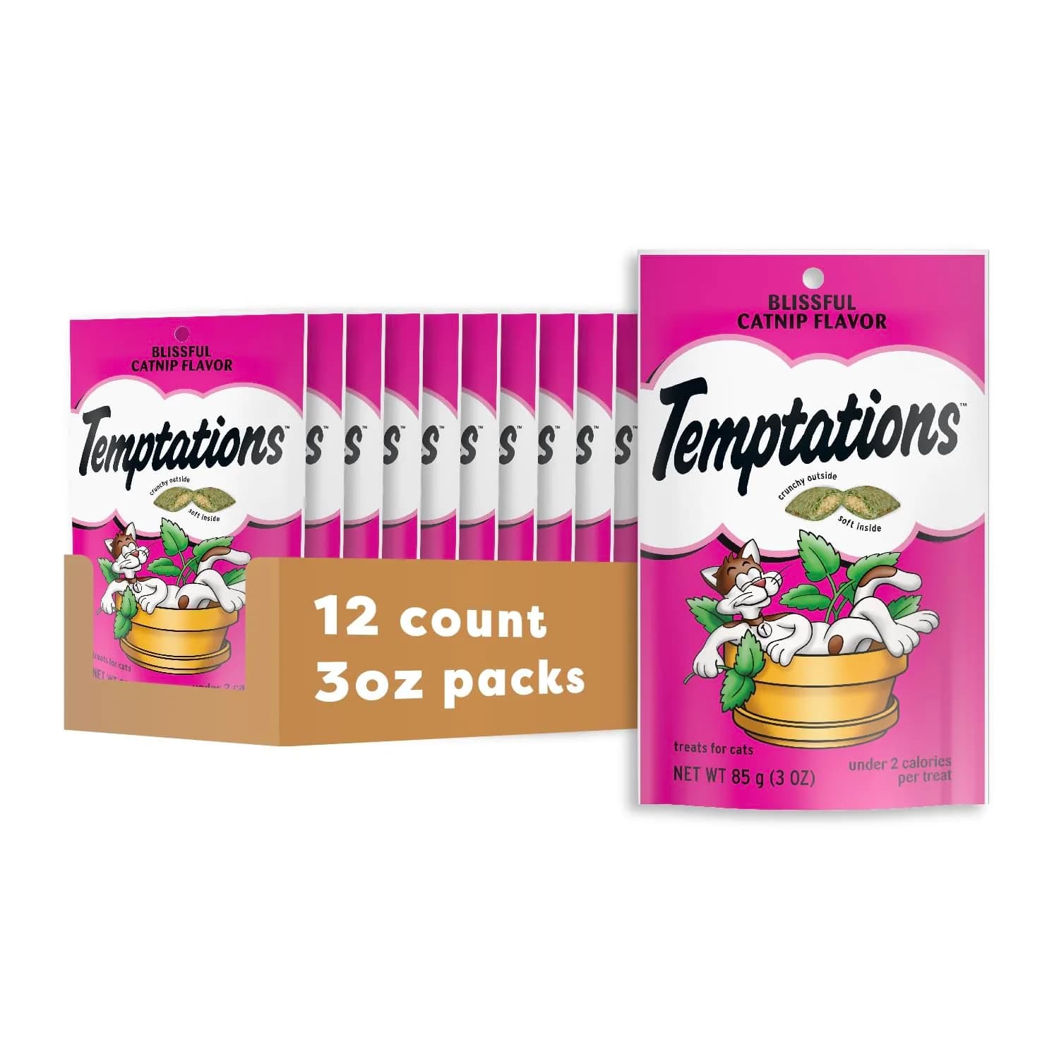 Temptations Classic Crunchy Cat Treats Blissful Catnip 36 oz (1.02 kg) | 12 Pack for Adult Cats