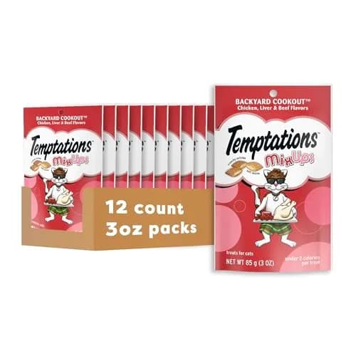 Temptations MixUps Backyard Cookout Crunchy and Soft Cat Treats 36 oz (12-Pack) | Chicken, Liver & Beef Flavors thumbnail 1