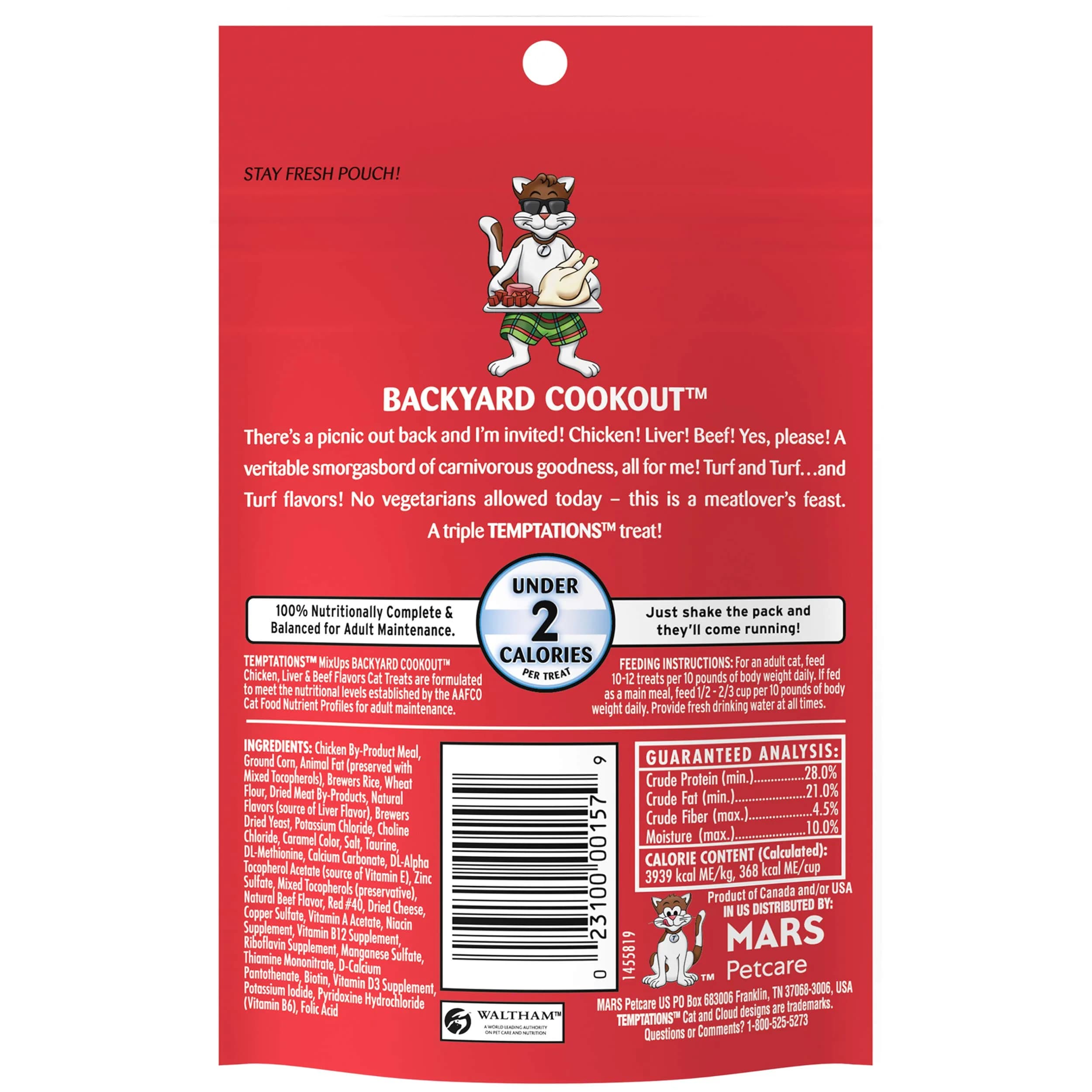 Temptations MixUps Backyard Cookout Crunchy and Soft Cat Treats 36 oz (12-Pack) | Chicken, Liver & Beef Flavors - view 2