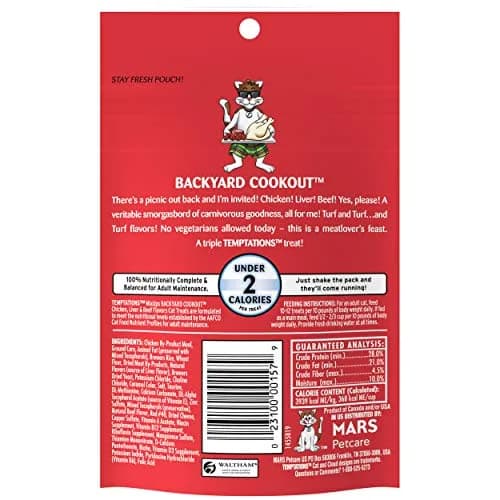 Temptations MixUps Backyard Cookout Crunchy and Soft Cat Treats 36 oz (12-Pack) | Chicken, Liver & Beef Flavors thumbnail 2
