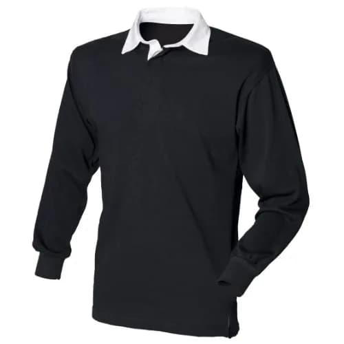 Front Row Long Sleeve Classic Rugby Shirt Black/White 3XL | Durable Cotton, Authentic USA Import thumbnail 1