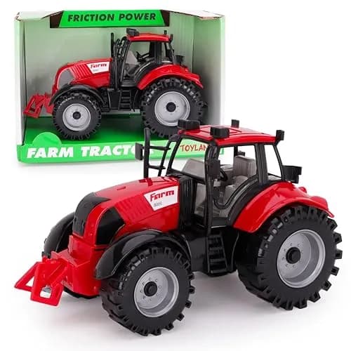 Toyland Friction Powered Farm Tractor with Opening Bonnet | Red, Blue, Pink & Green (23.4 x 16 x 12.7 cm) thumbnail 1