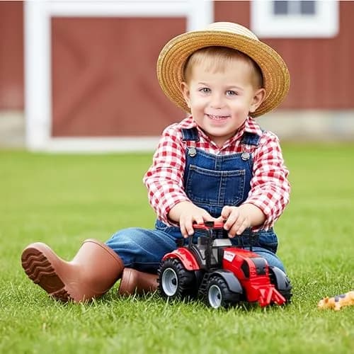 Toyland Friction Powered Farm Tractor with Opening Bonnet | Red, Blue, Pink & Green (23.4 x 16 x 12.7 cm) thumbnail 3