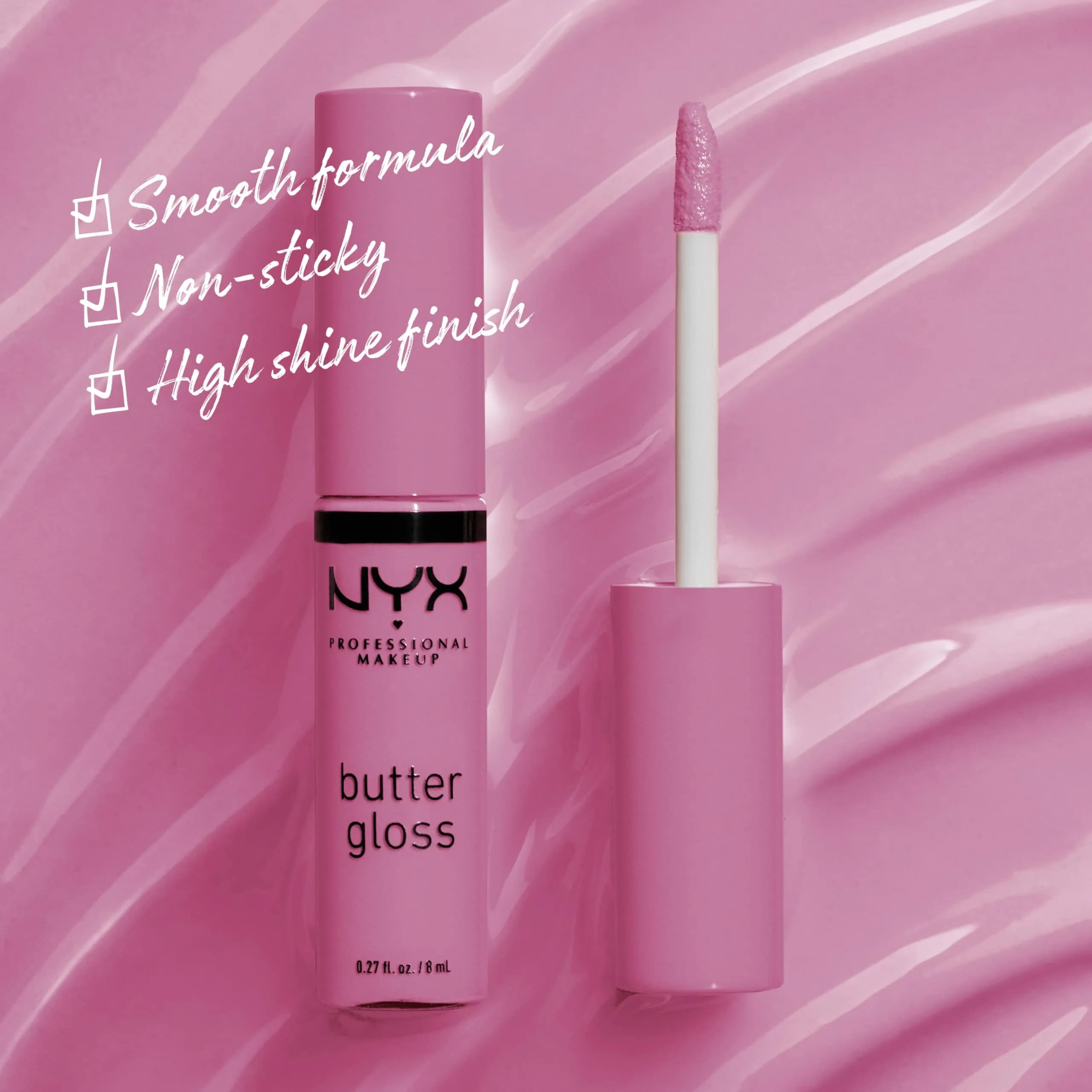 NYX PROFESSIONAL MAKEUP Butter Gloss Bling Lip Gloss - 02 Eclair Pink | Vegan & Non-Sticky Shine - view 2