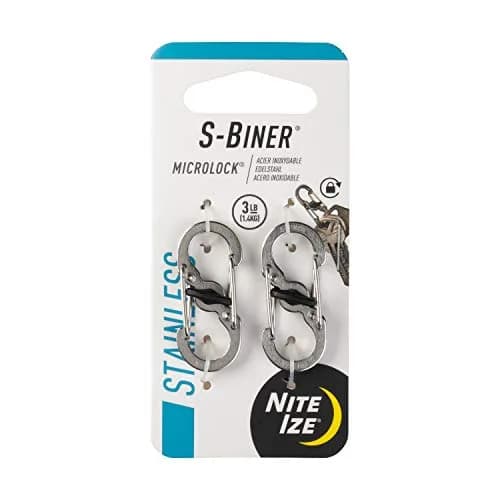 Nite Ize S-Biner MicroLock Locking Key Holder, Stainless-Steel 2-Pack | Secure & Versatile thumbnail 1