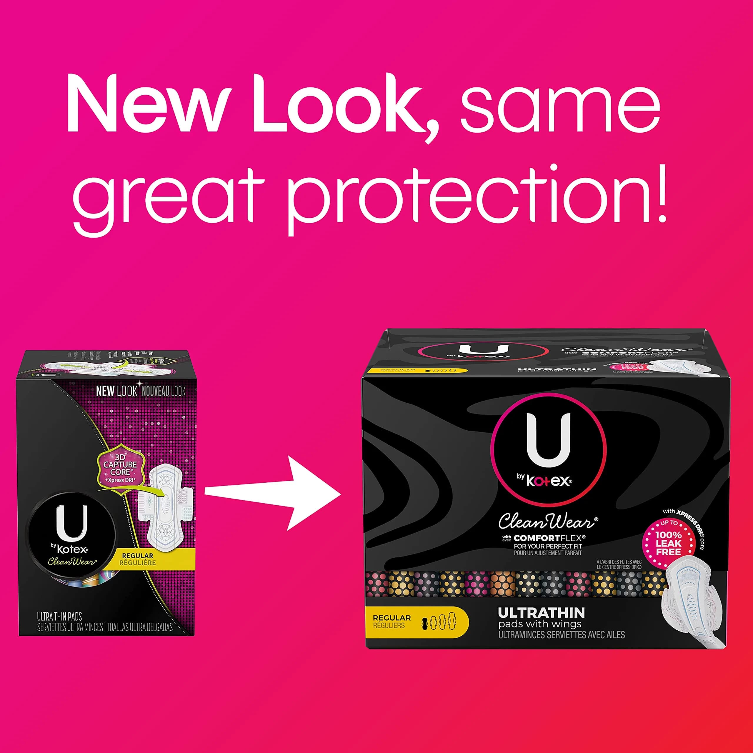 U by Kotex CleanWear Ultra Thin Feminine Pads with Wings, Regular, Fragrance-Free, 50 Count | USA Imported, Duties Included - view 2