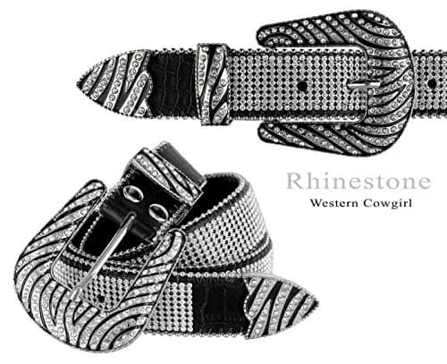 Belts.com Rhinestone Leather Western Belt 36" Black | Dazzling Mesh Design thumbnail 5