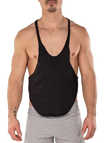Gary Majdell Sport Mens Black Bodybuilding Gym String Posing Tank Top Small | Deep-Cut Neck & String Back thumbnail 1