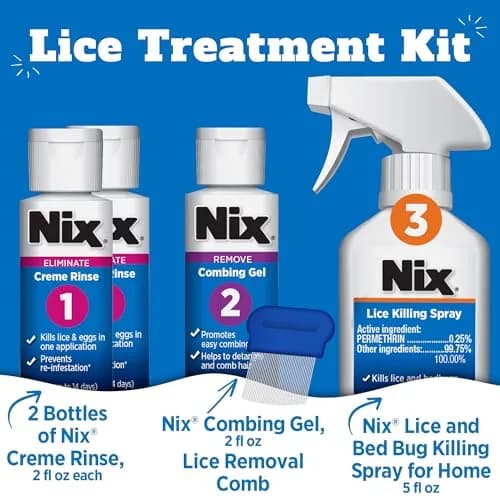 Nix Complete Lice Treatment Kit for Home and Hair, 4 Piece Set | Pediatrician-Recommended Lice Removal thumbnail 2