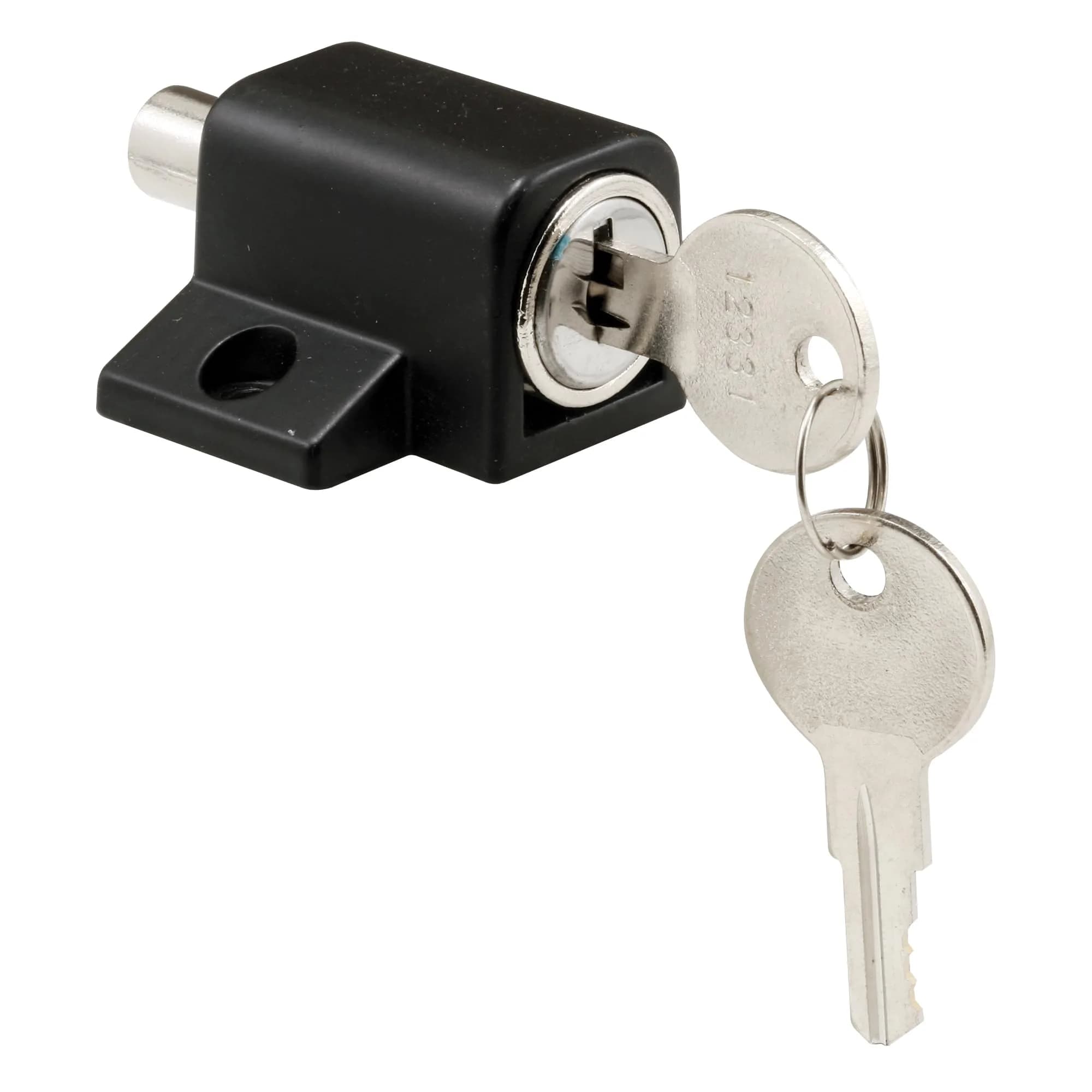 PRIME-LINE S 4005 Push-In Sliding Door Keyed Lock, 1 in., Diecast & Steel, Black | Heavy Duty Security — Matte Black