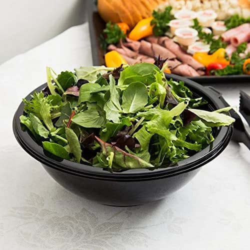Super Bowl Black 80 Oz. Salad Bowl PET 25 Pieces | Heavy Duty Recyclable Plastic thumbnail 2