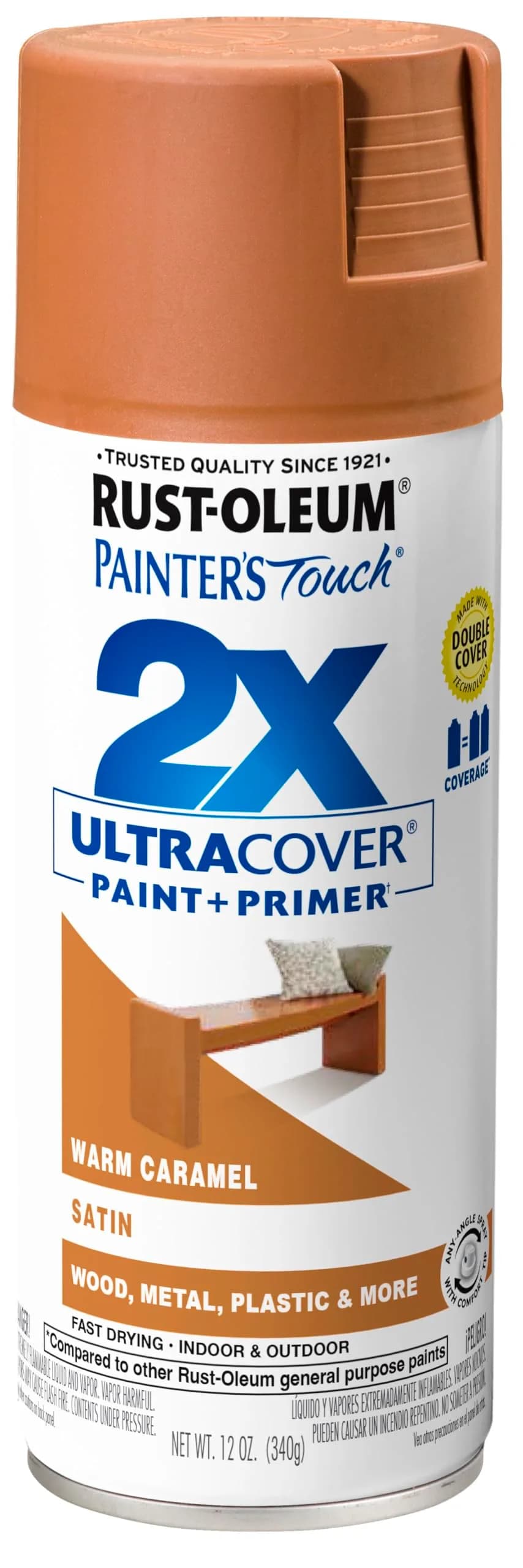 Rust-Oleum Painter's Touch 2X Satin Warm Caramel Spray Paint, 340g | Ultra Cover, Indoor/Outdoor - main product image